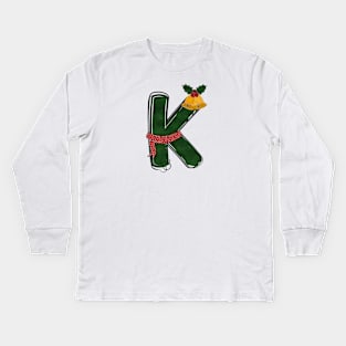 Letter K - Christmas Letter Kids Long Sleeve T-Shirt